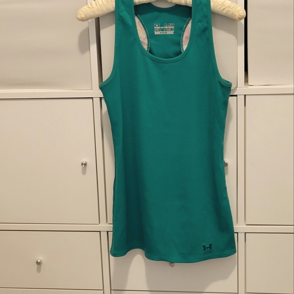 Under Armour fitted tank size medium emerald green heat gear